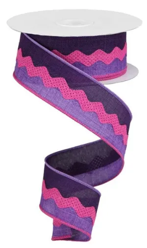 1.5"x10yd 2-In-1 Ricrac On Royal Burlap, Purple/Lavender/Fuchsia  AP24