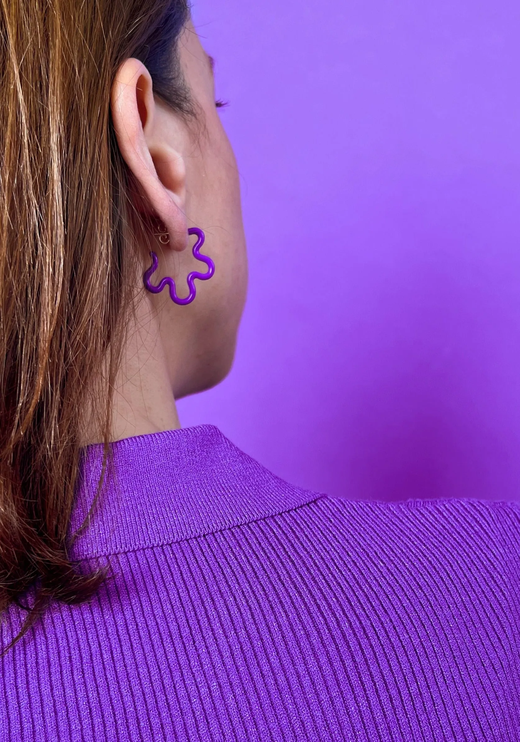 2 TONE FLOWER EARRINGS ~ IN LAVENDER AND PURPLE