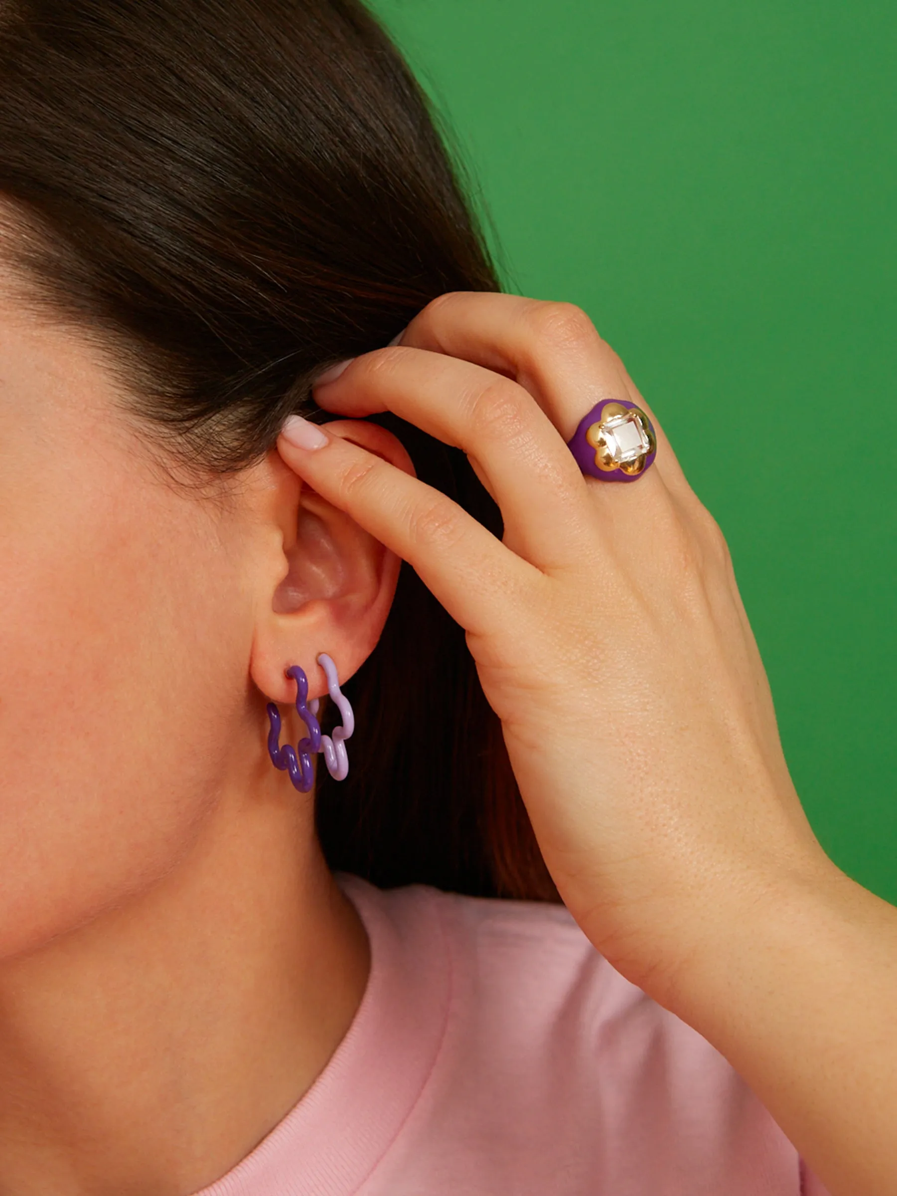 2 TONE FLOWER EARRINGS ~ IN LAVENDER AND PURPLE