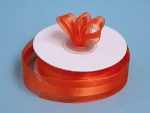 25 Yards 7/8" DIY Coral Orange Organza Satin Center Ribbon For Craft Dress Wedding