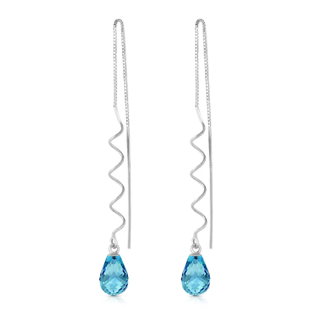 3.3 Carat 14K Solid White Gold Pieces Of A Dream Blue Topaz Earrings