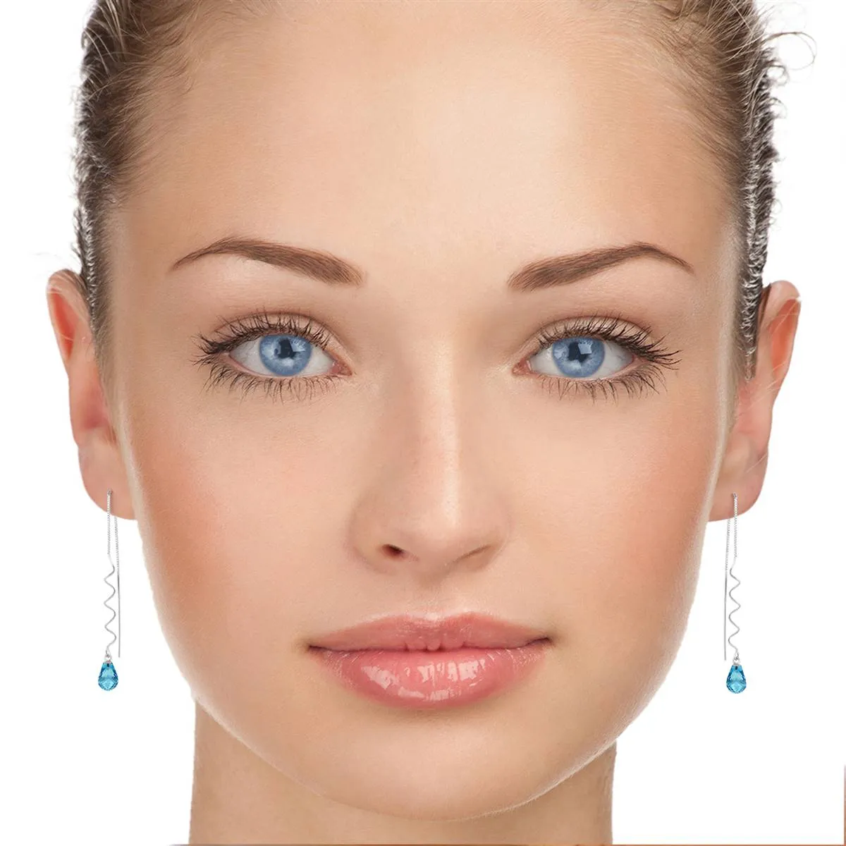 3.3 Carat 14K Solid White Gold Pieces Of A Dream Blue Topaz Earrings