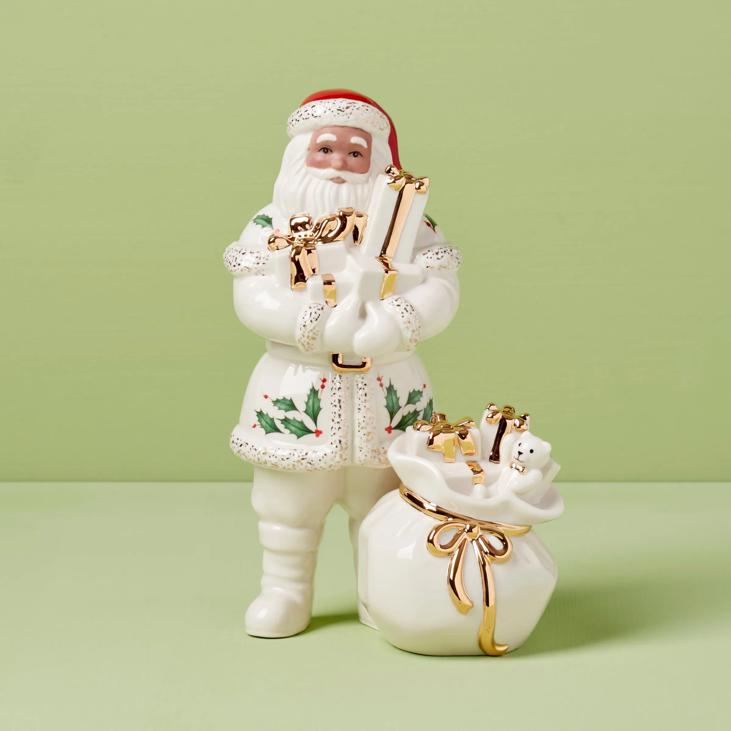 African American Santa With Gift Figurine