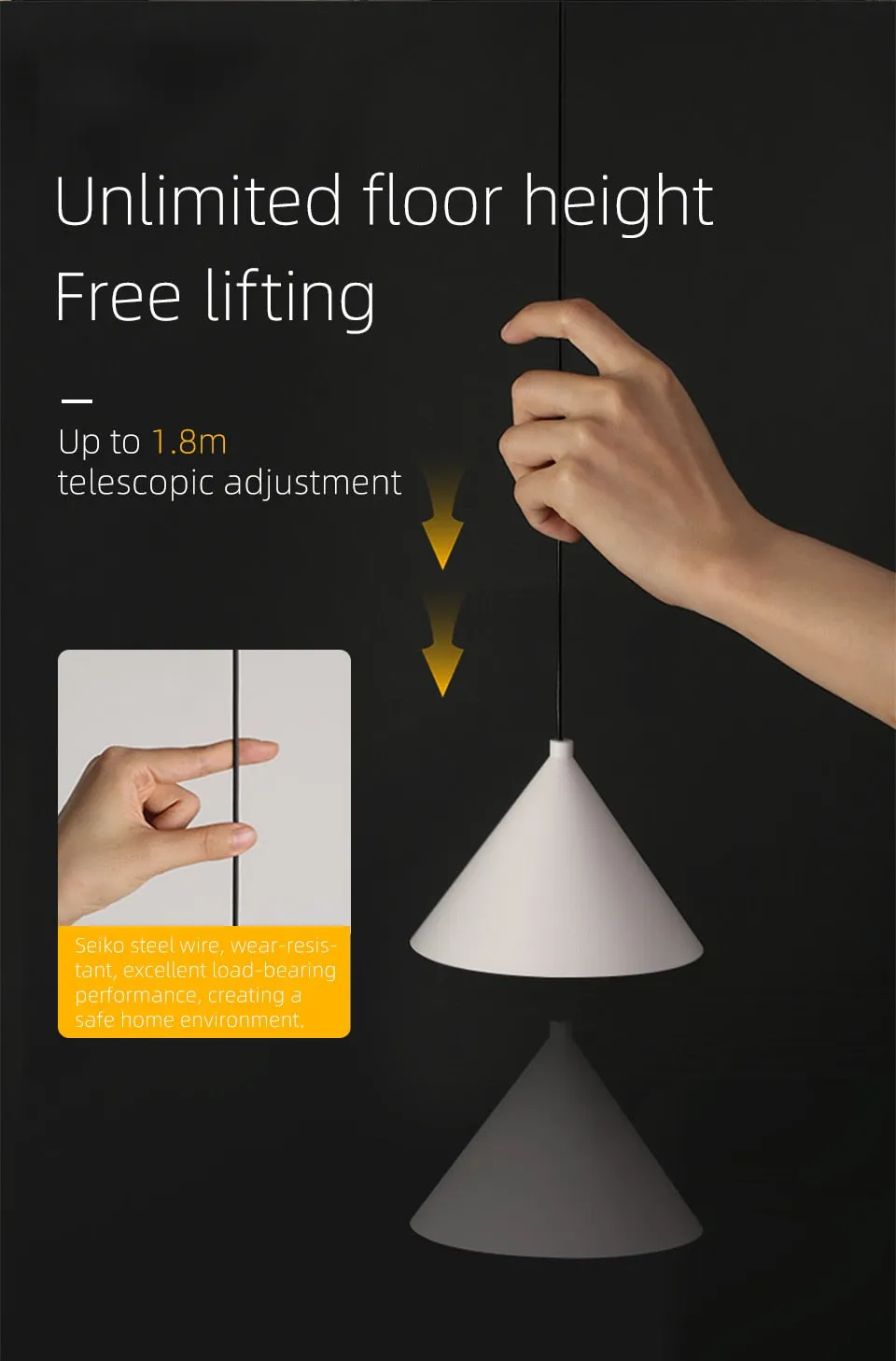 AiS Modern Design Pendant Light Adjustable Lift height 1.8m