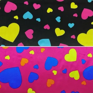 All Over Hearts Satin Fabric