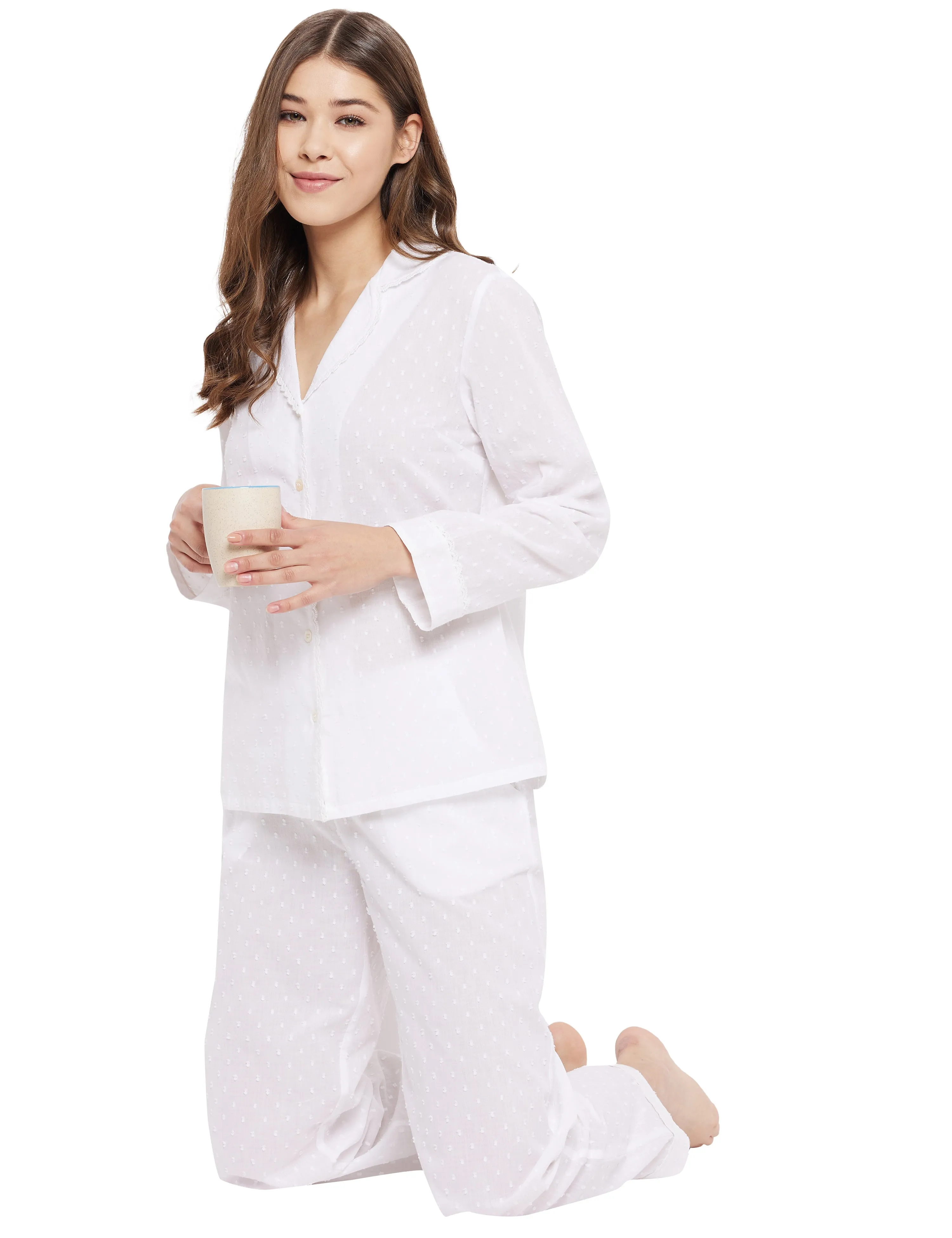 Amy Cotton Lace Sleep Pyjamas Set