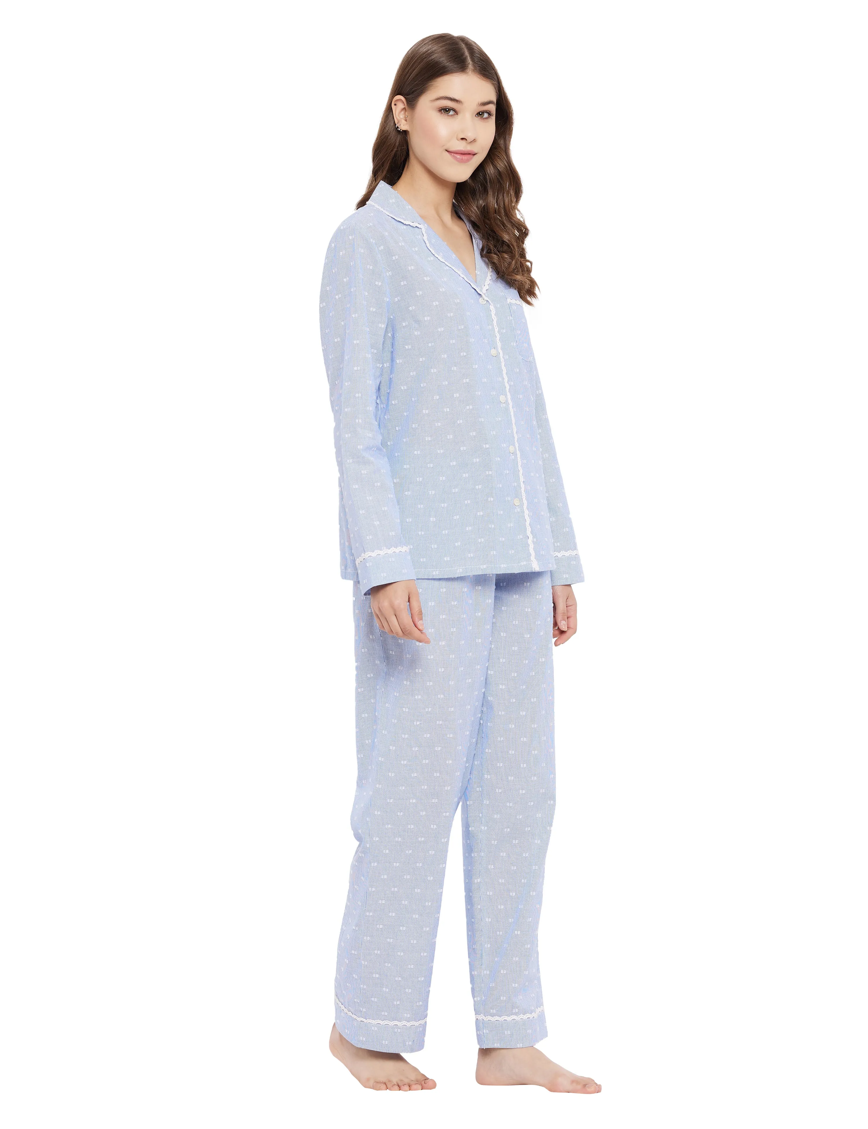 Amy Cotton Lace Sleep Pyjamas Set