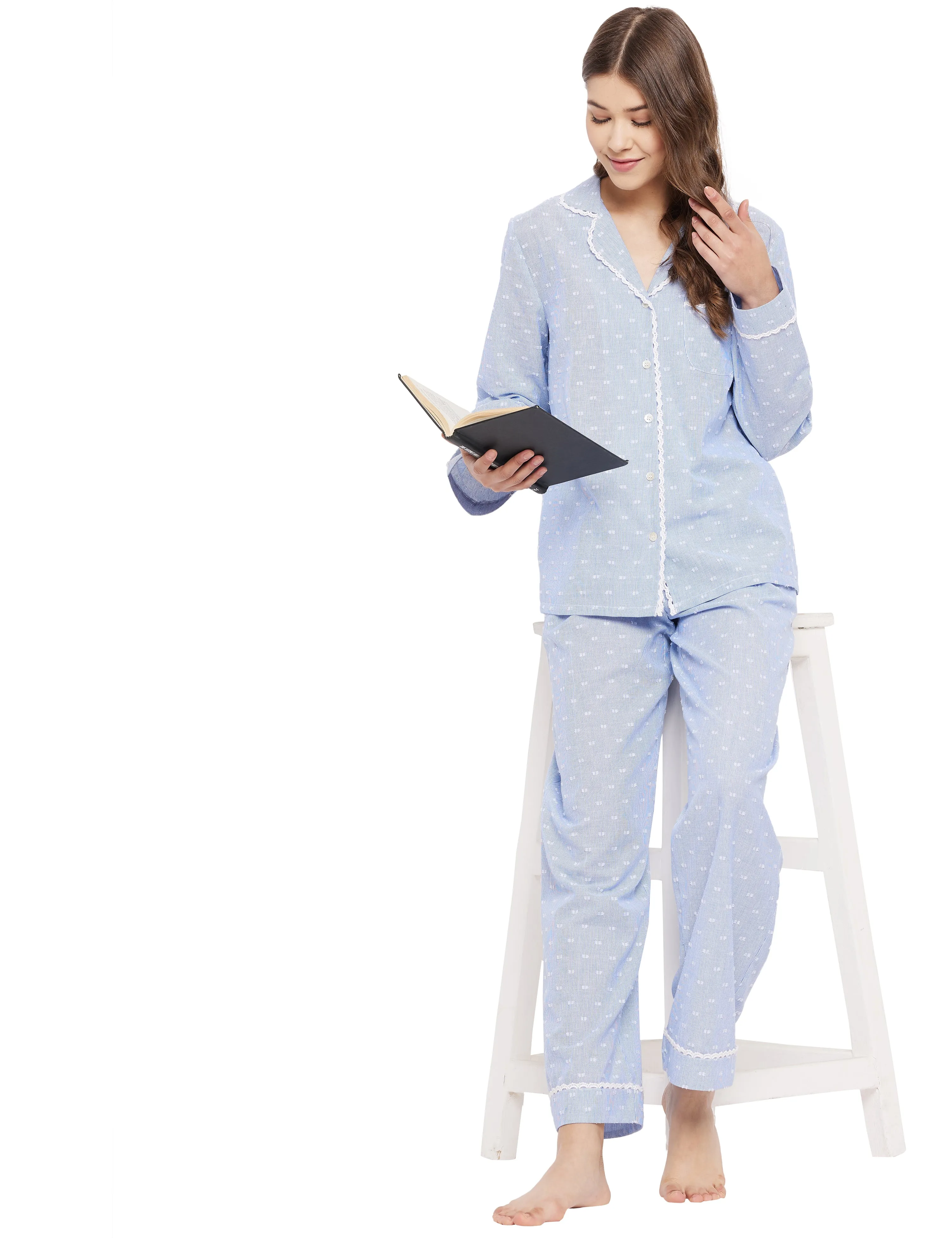 Amy Cotton Lace Sleep Pyjamas Set