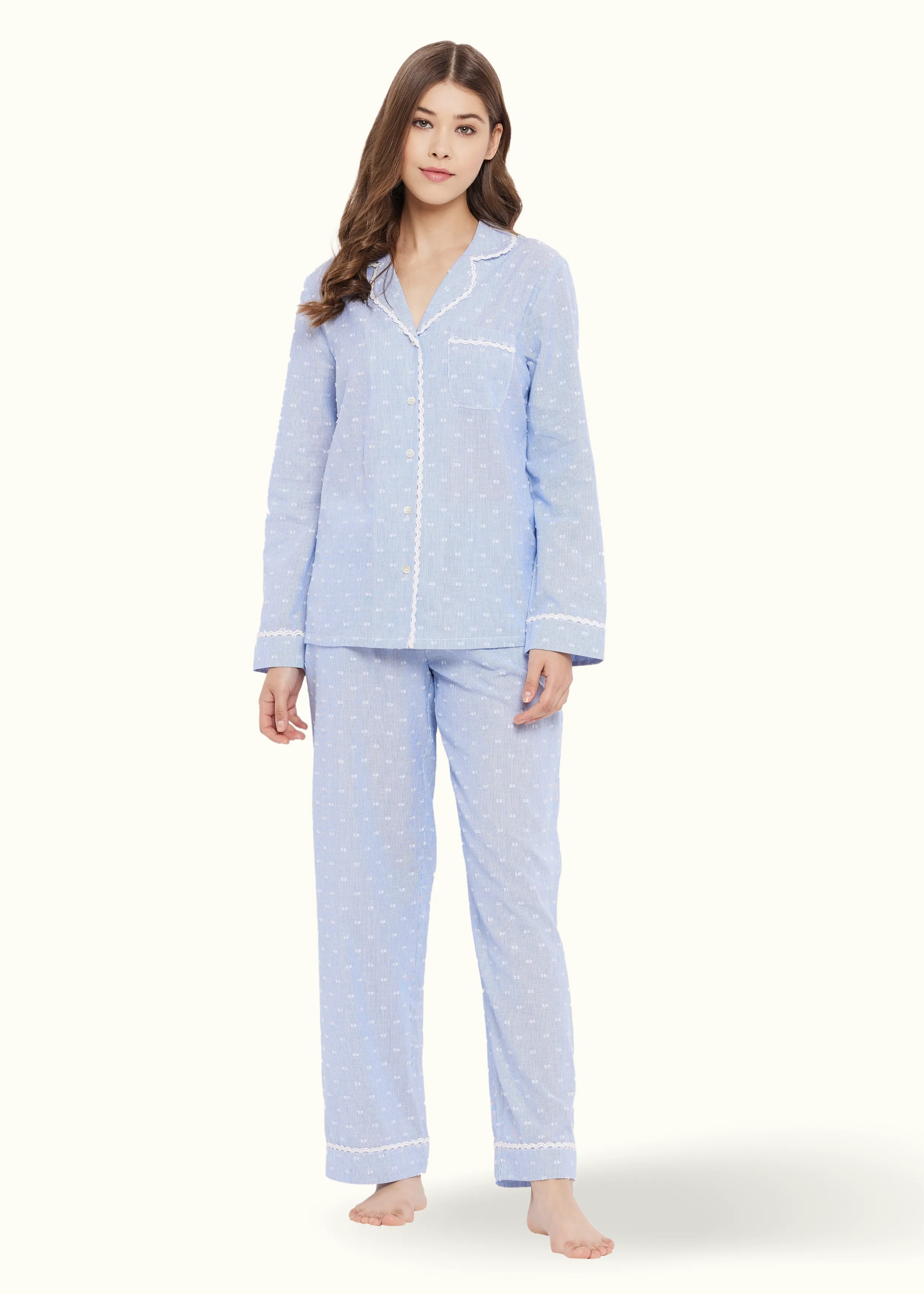 Amy Cotton Lace Sleep Pyjamas Set