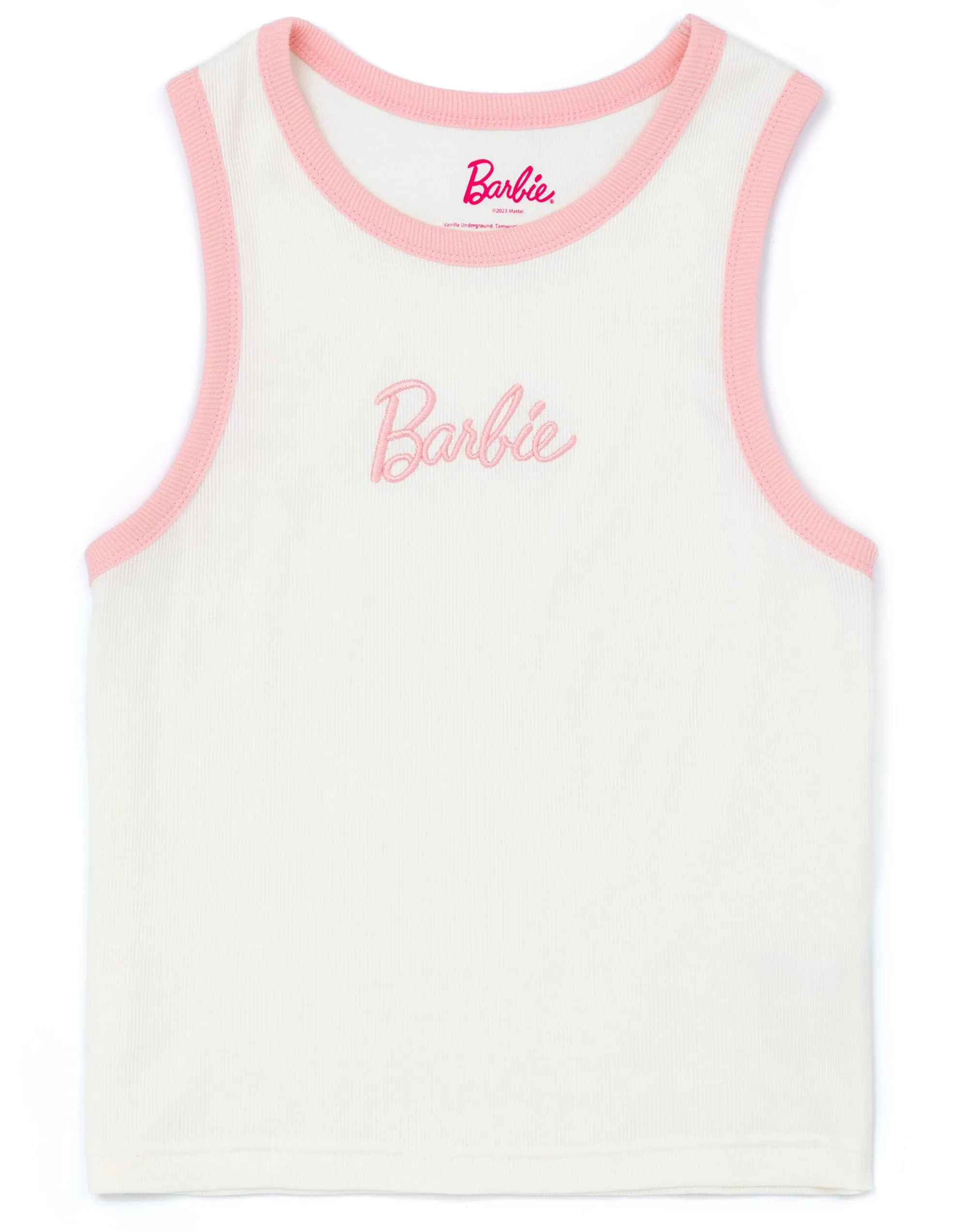 Barbie Womens White Vest T-Shirt Pink Shorts Pyjamas