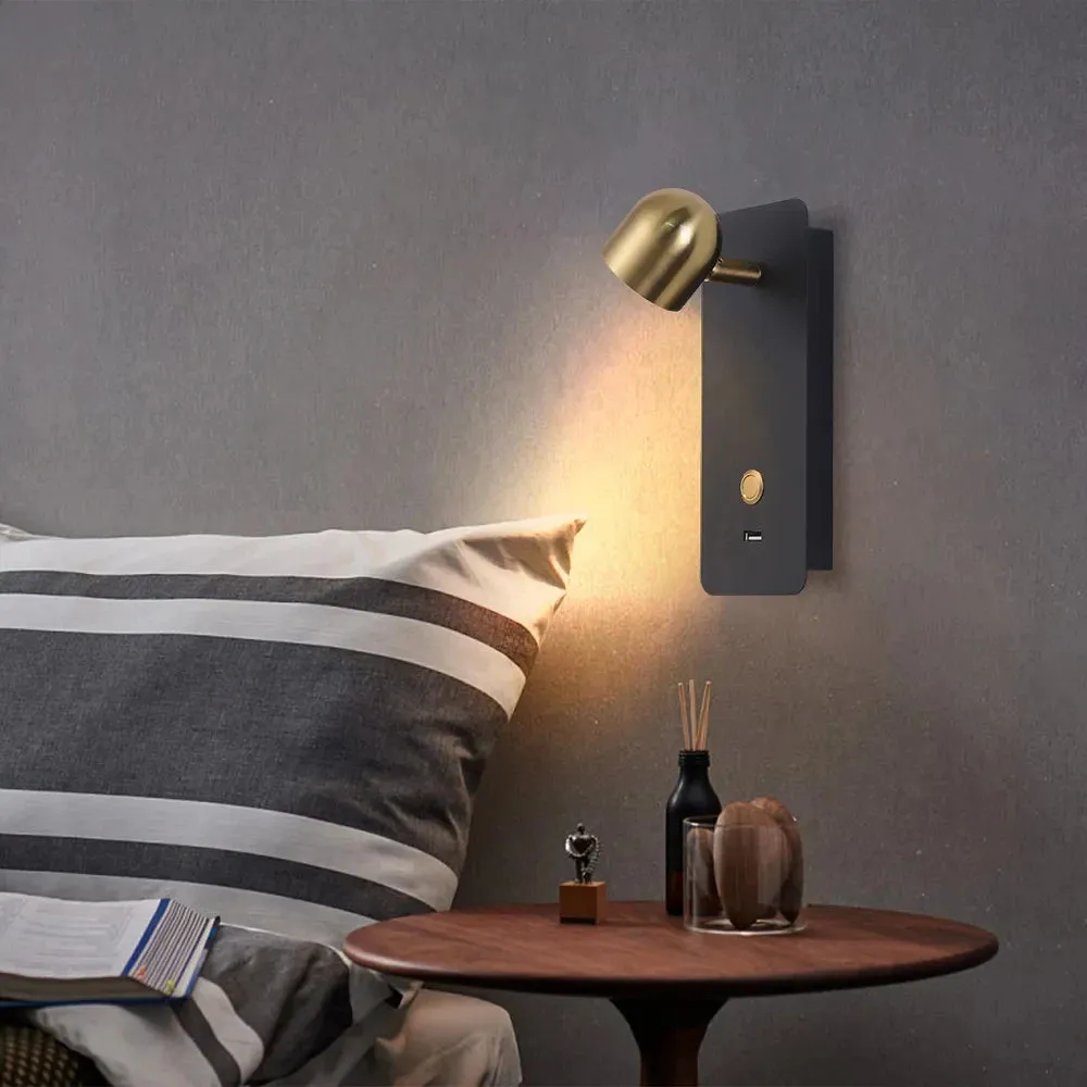 Bedside Reading LED 5W with USB Charger Laconic Bed Headboard Wall Lamp