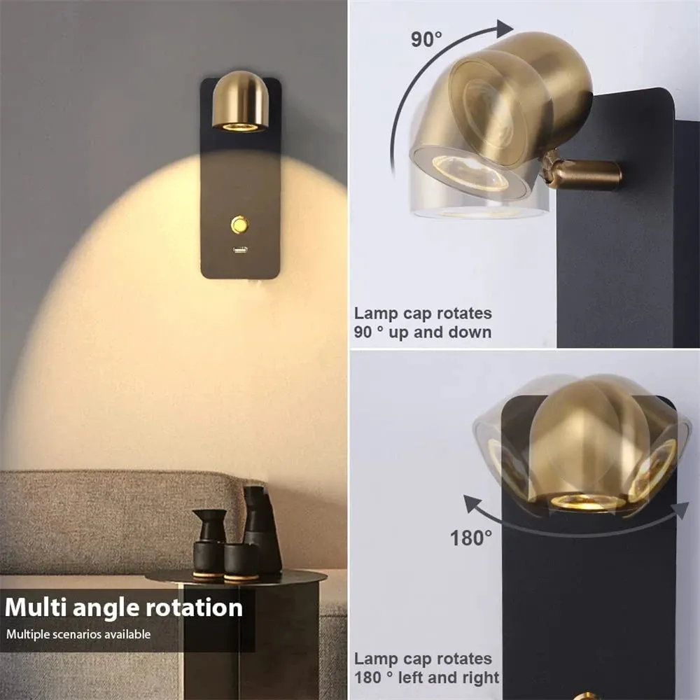 Bedside Reading LED 5W with USB Charger Laconic Bed Headboard Wall Lamp