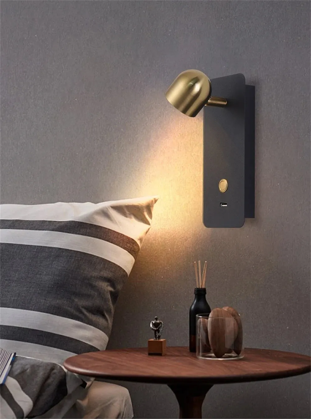 Bedside Reading LED 5W with USB Charger Laconic Bed Headboard Wall Lamp