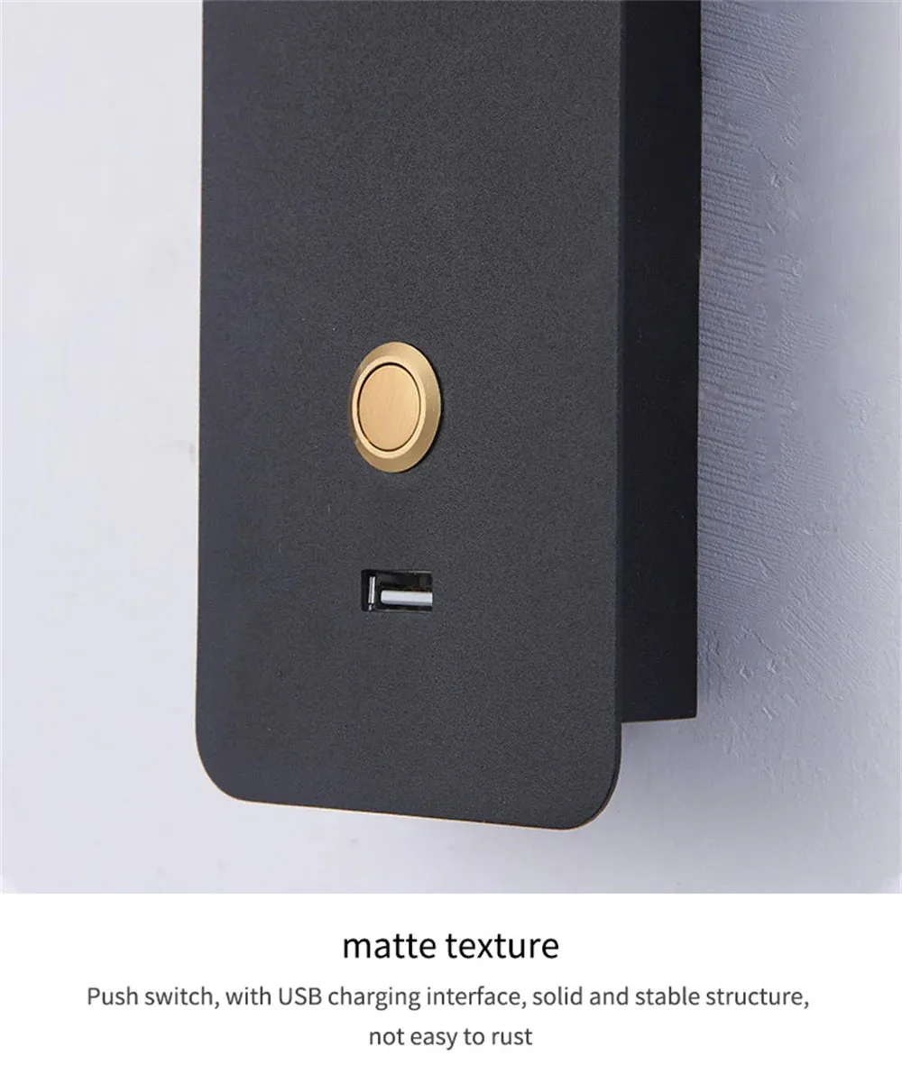 Bedside Reading LED 5W with USB Charger Laconic Bed Headboard Wall Lamp