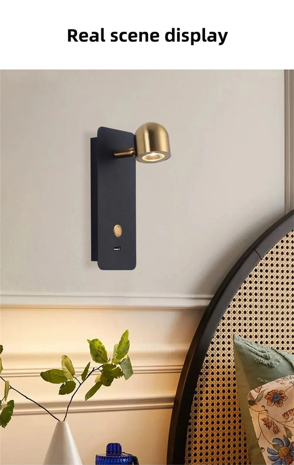 Bedside Reading LED 5W with USB Charger Laconic Bed Headboard Wall Lamp