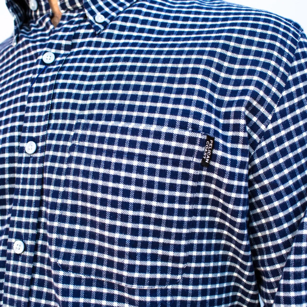Block Island Flannel - Navy & White Graph Check