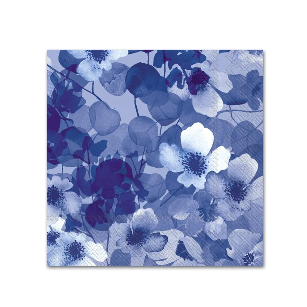 Blue Blossoms Paper Beverage Napkins