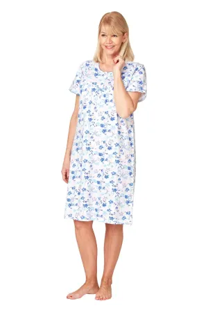 Blue Floral Short Sleeve Nightdress - Marlon