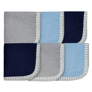 Boys 6-pack Blue and Gray Woven Washcloths