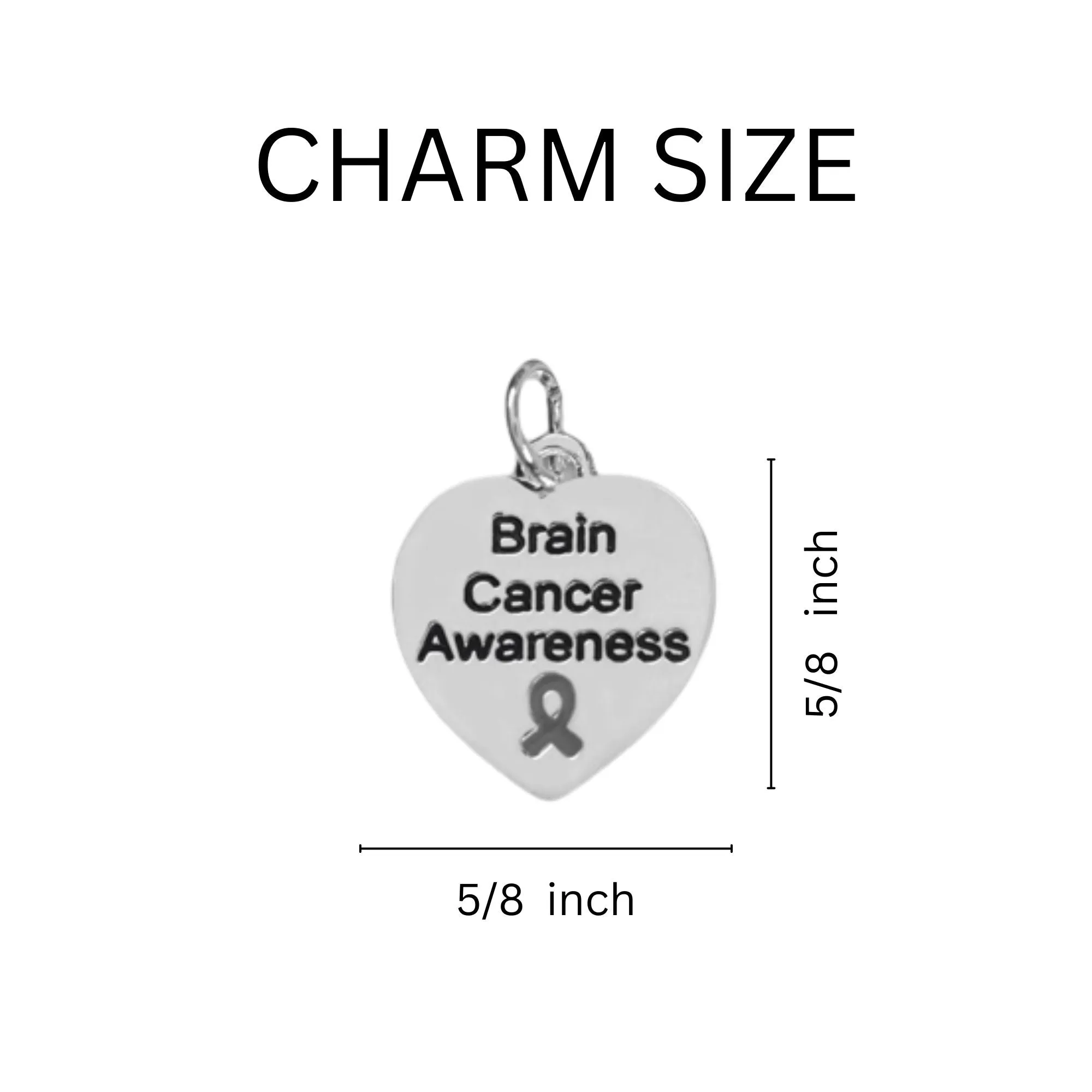 Brain Cancer Awareness Heart Retractable Charm Bracelets