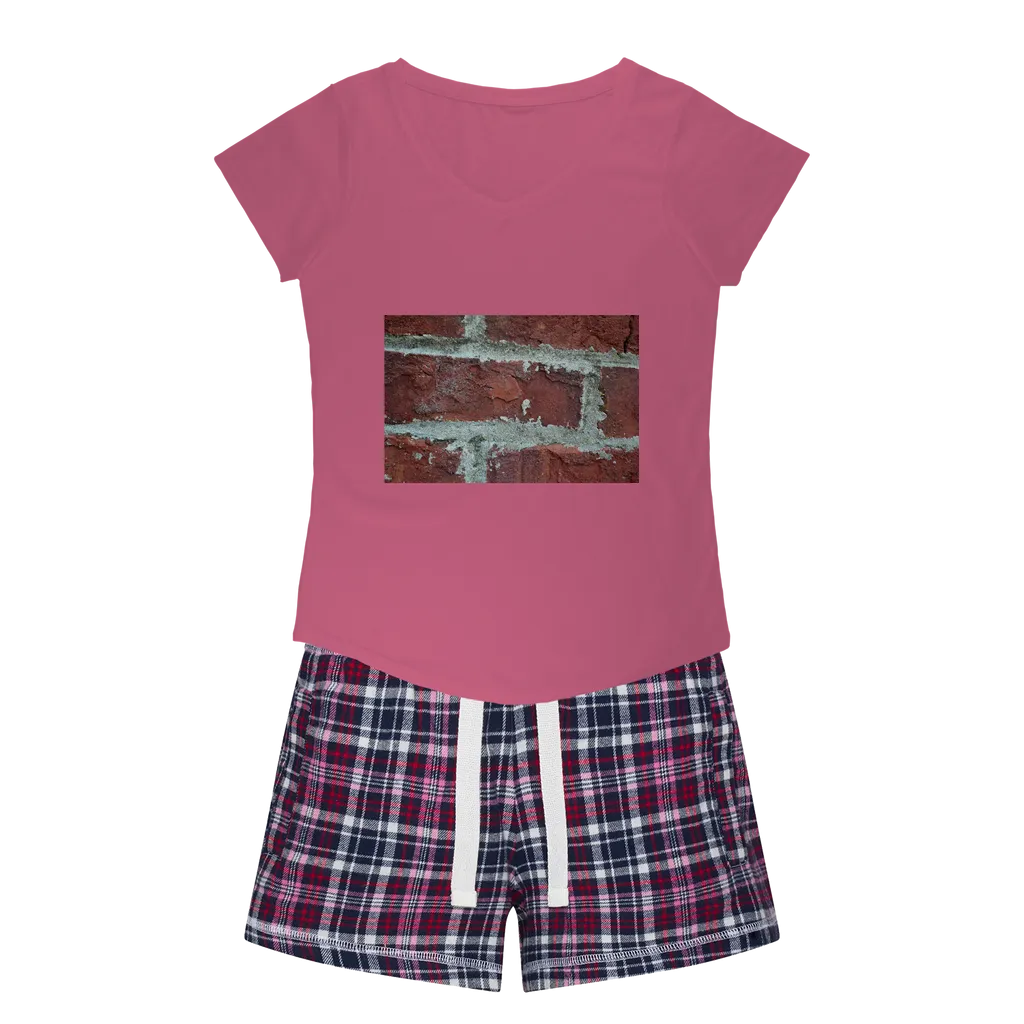 bricks Women's Sleepy Tee and Flannel Short