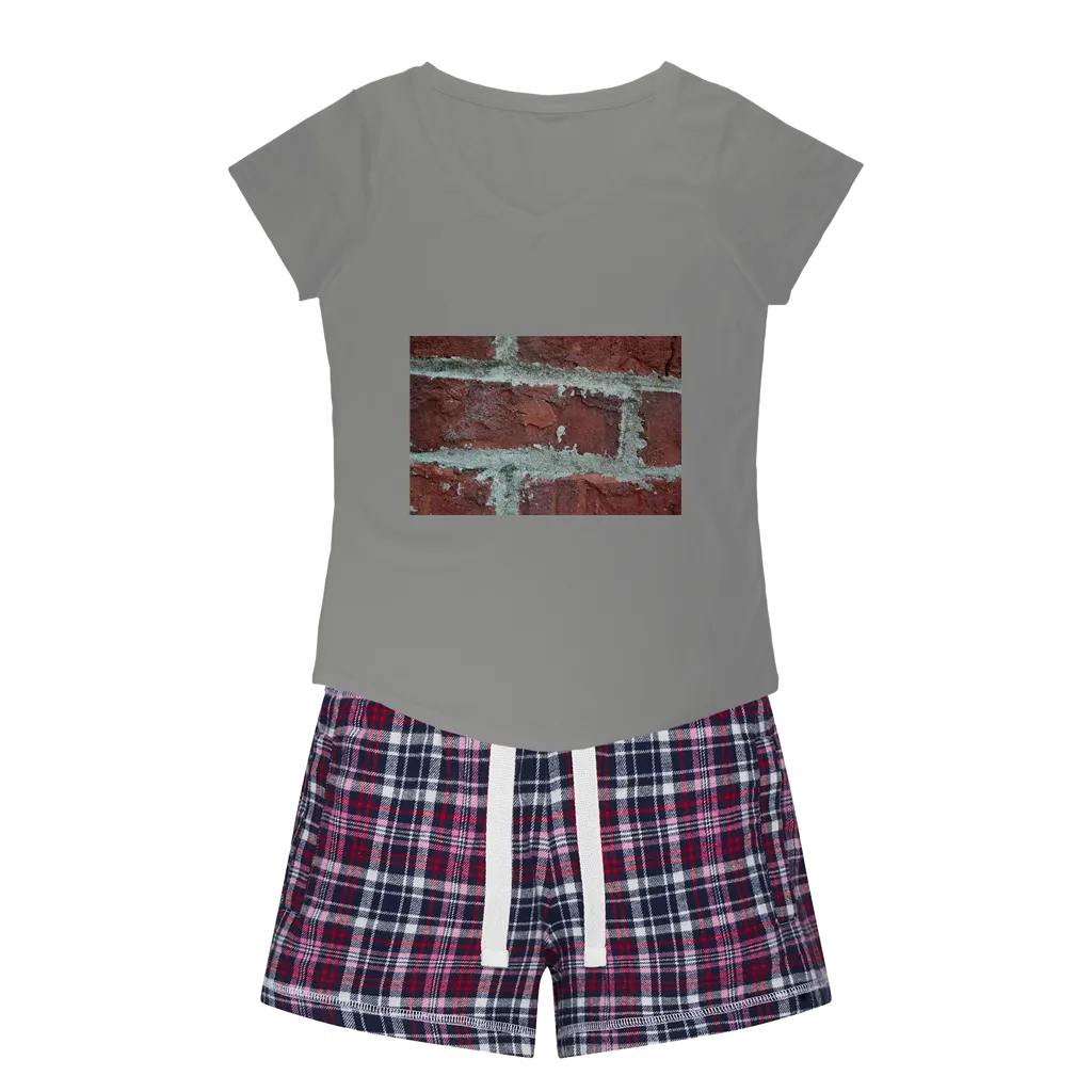bricks Women's Sleepy Tee and Flannel Short