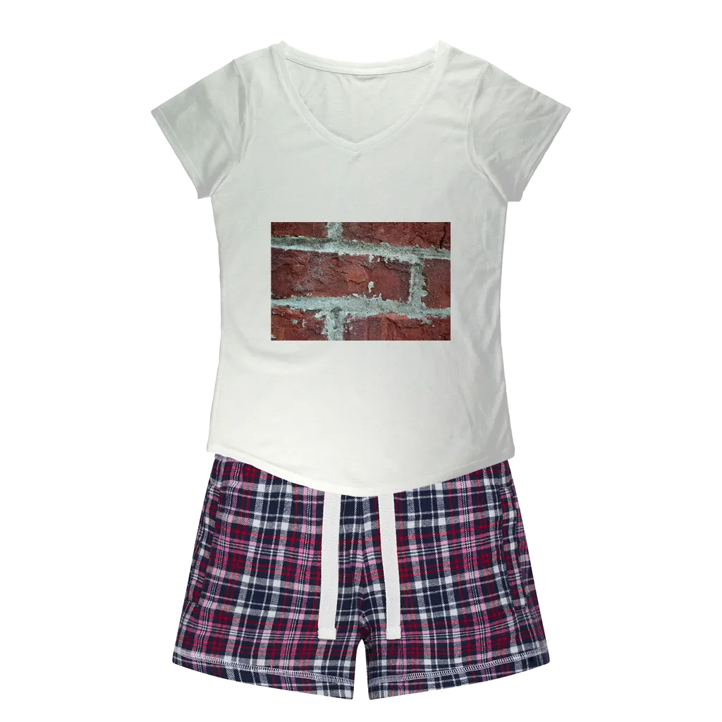 bricks Women's Sleepy Tee and Flannel Short