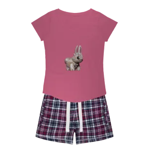 Bunny Women's Sleepy Tee and Flannel Short