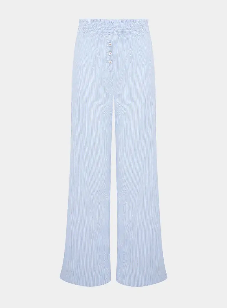 Chicory Striped Woven-Cotton Pyjama Trousers - Mountain Blue