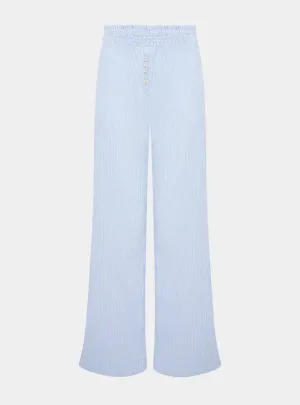 Chicory Striped Woven-Cotton Pyjama Trousers - Mountain Blue