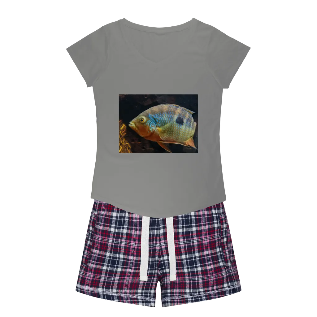 Colorful Fish Women's Sleepy Tee and Flannel Short