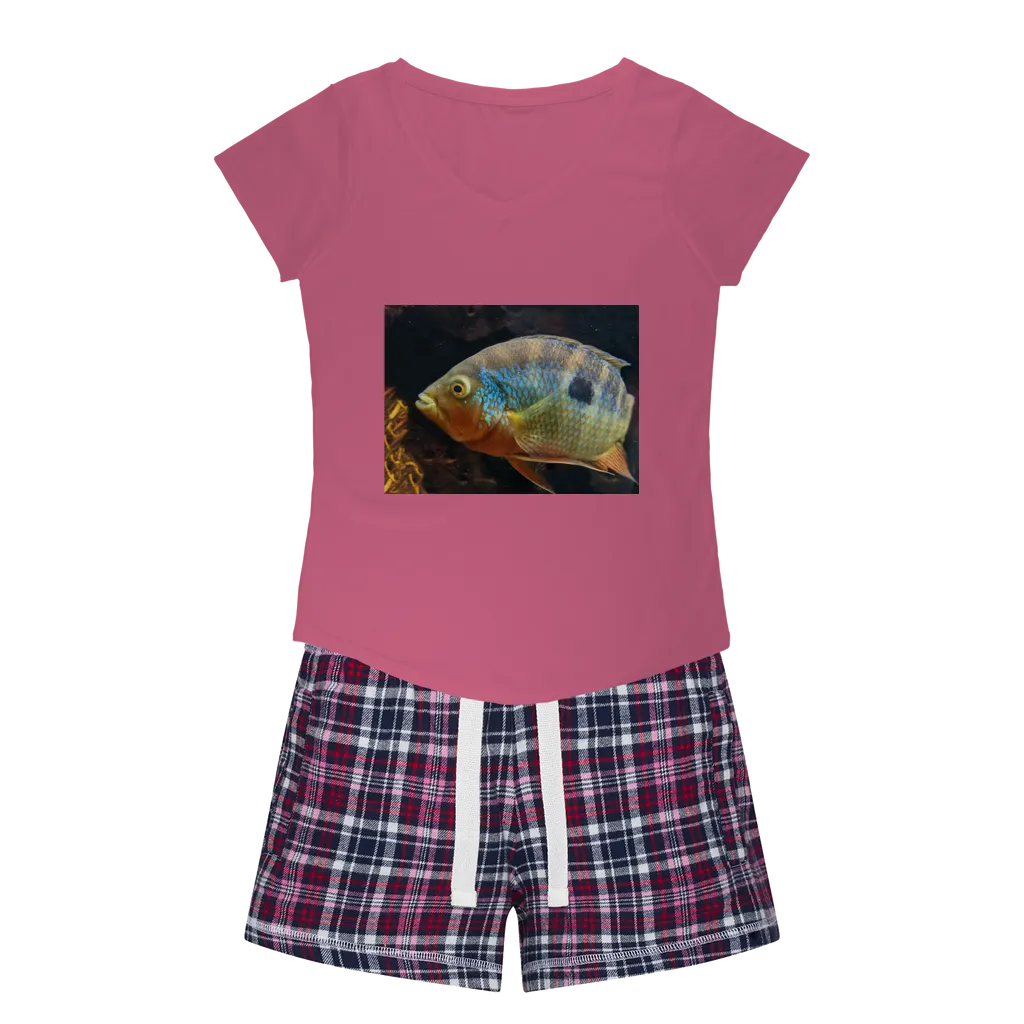 Colorful Fish Women's Sleepy Tee and Flannel Short