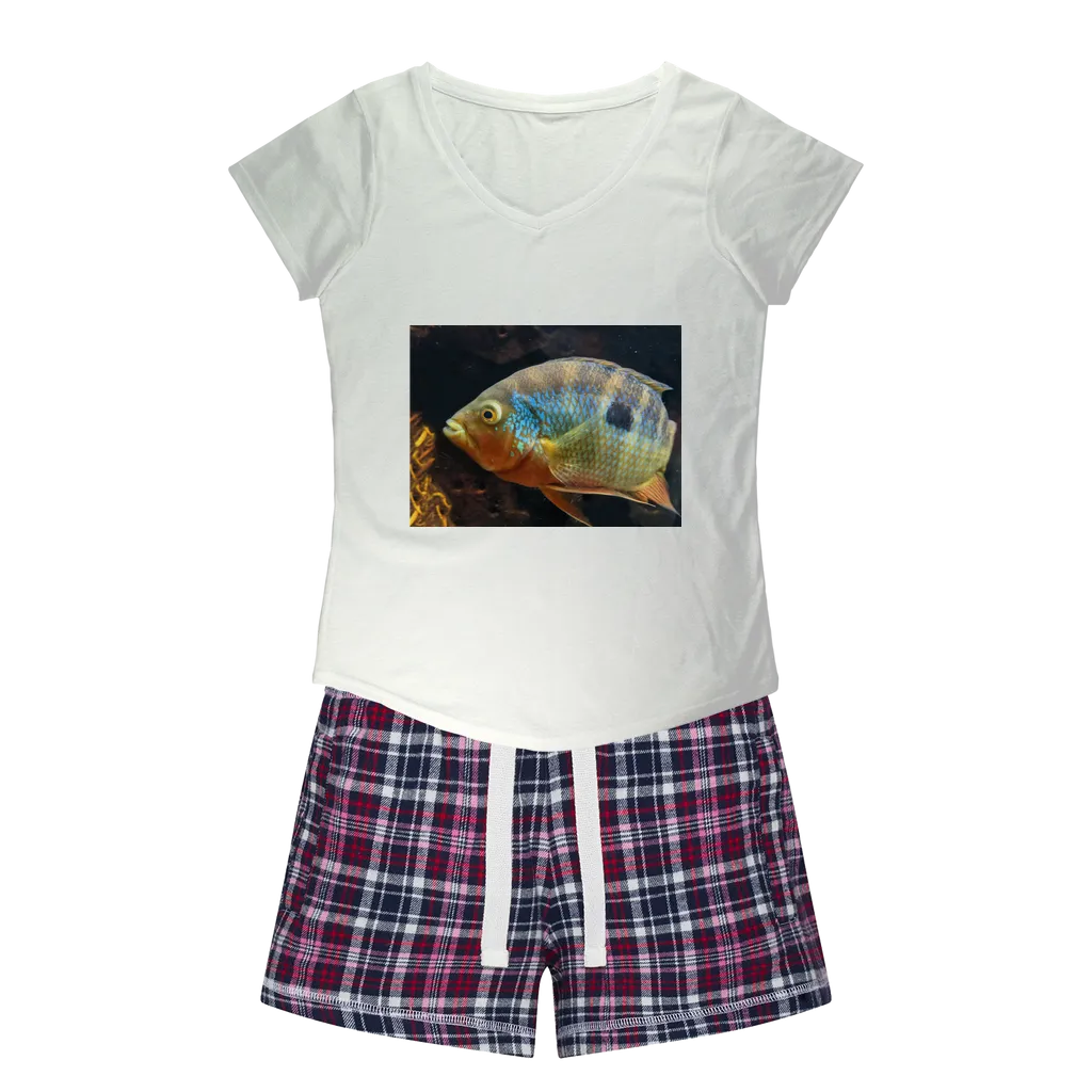 Colorful Fish Women's Sleepy Tee and Flannel Short