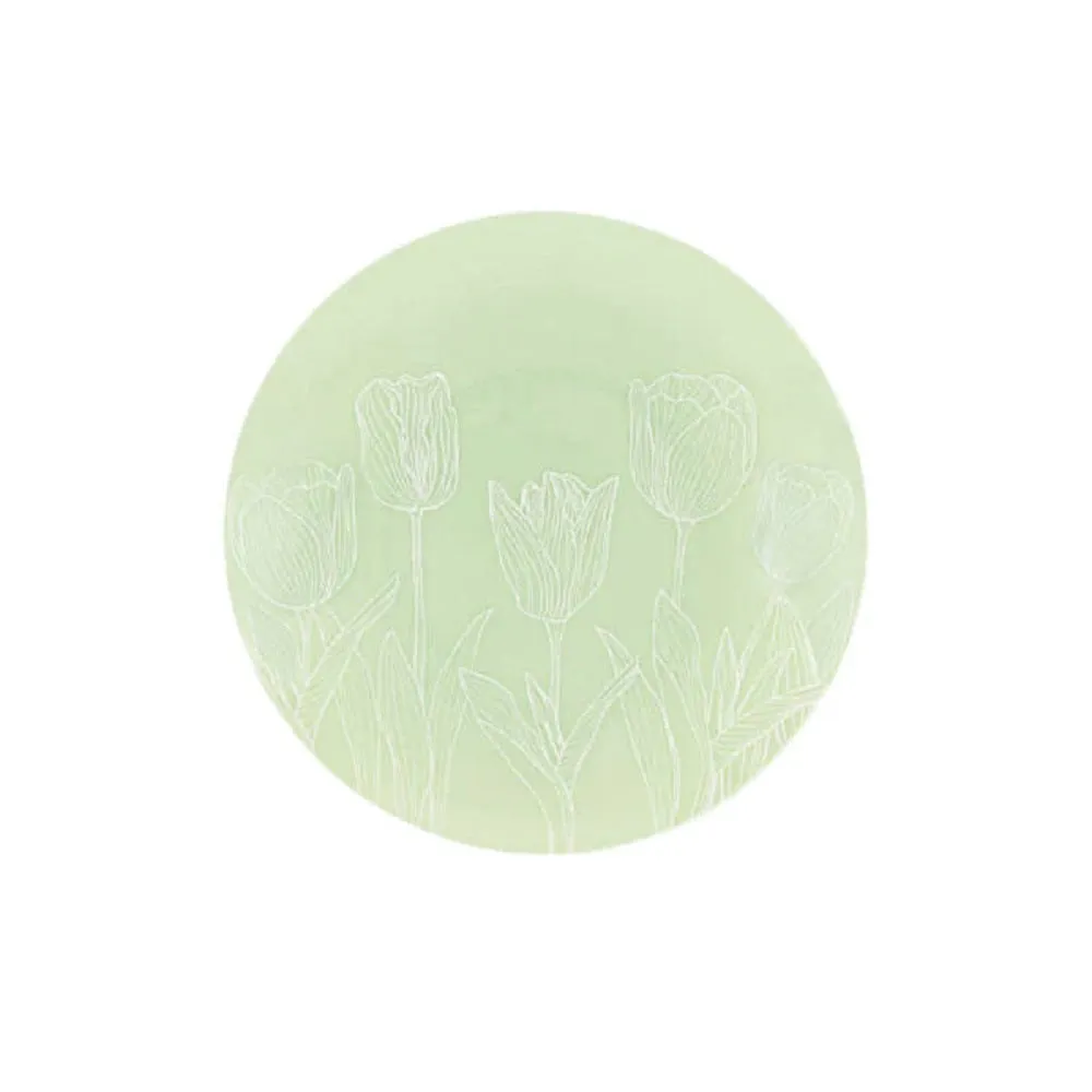 Combo set 10.25in. & 7.5in. Mint Green Tulip Round Plastic Dinnerware Set