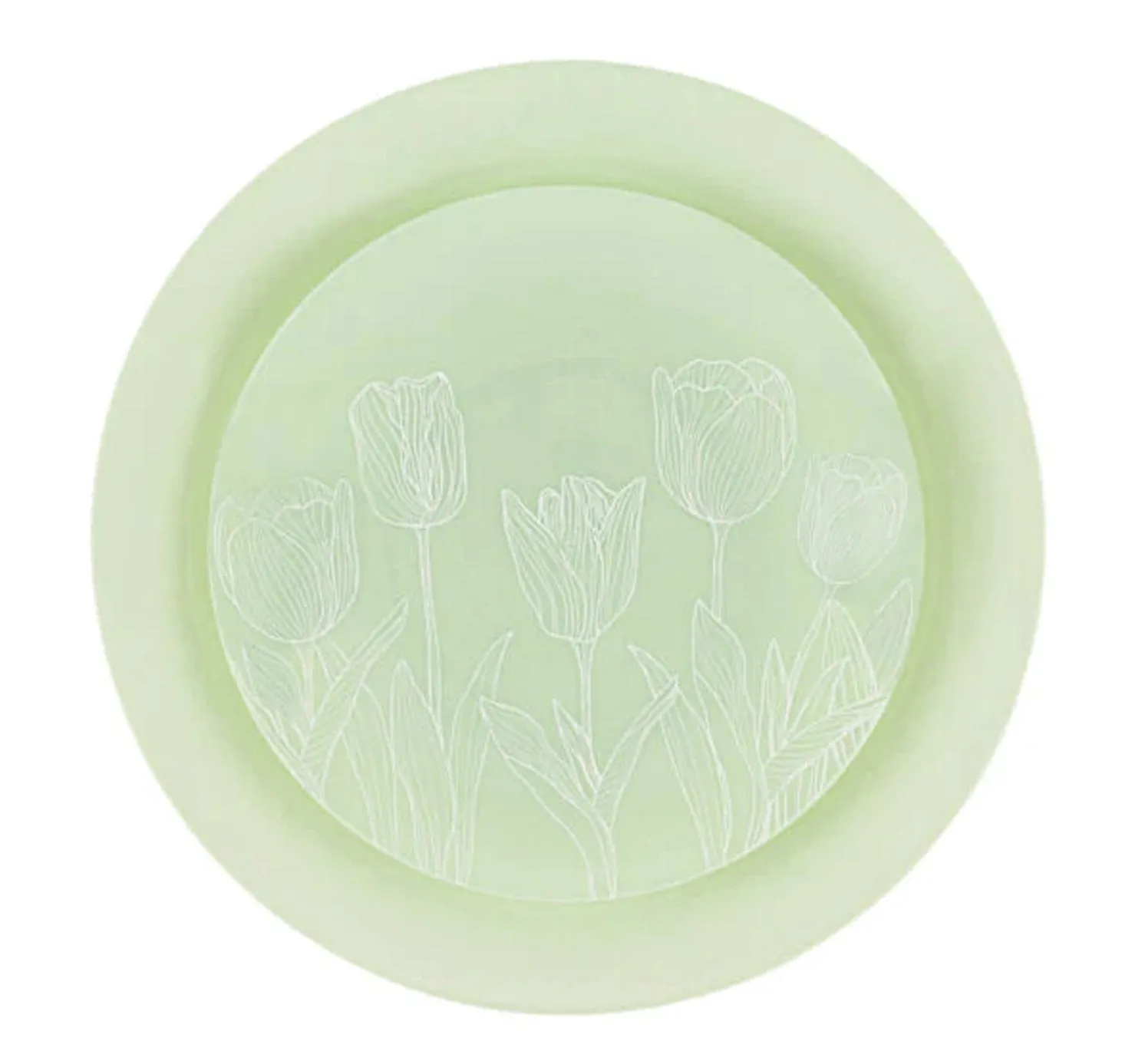 Combo set 10.25in. & 7.5in. Mint Green Tulip Round Plastic Dinnerware Set