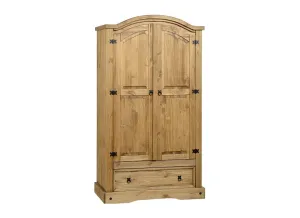 Corona Pine Two Door One Drawer Wardrobe
