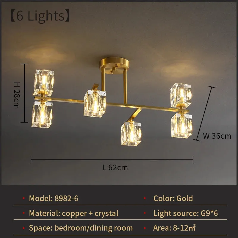 Cube Design Modern Luxurious Lustre Chandelier Gold Hanging Light