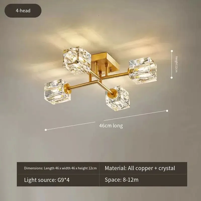 Cube Design Modern Luxurious Lustre Chandelier Gold Hanging Light