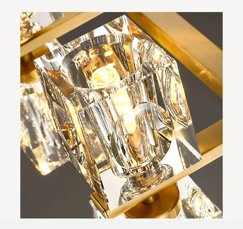 Cube Design Modern Luxurious Lustre Chandelier Gold Hanging Light