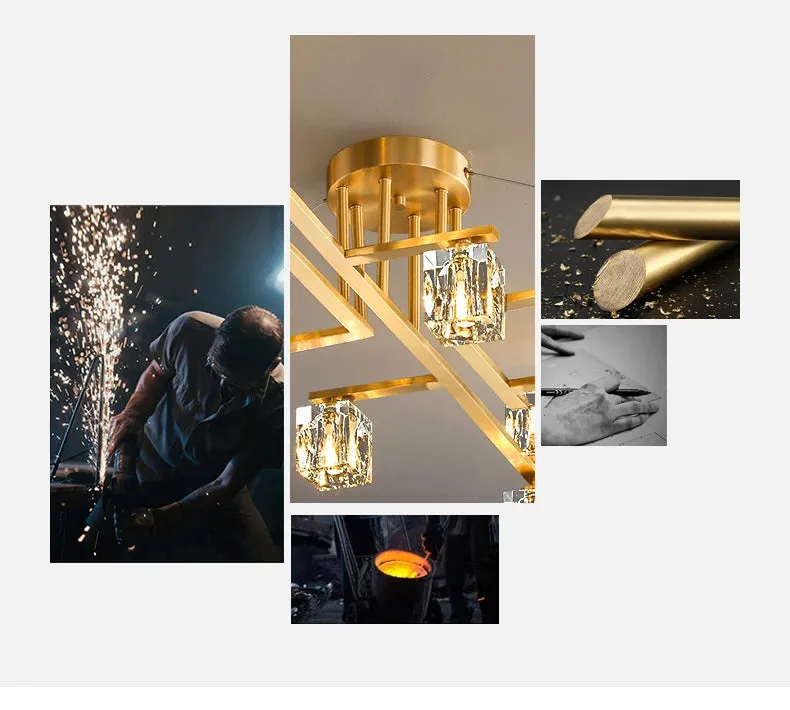 Cube Design Modern Luxurious Lustre Chandelier Gold Hanging Light