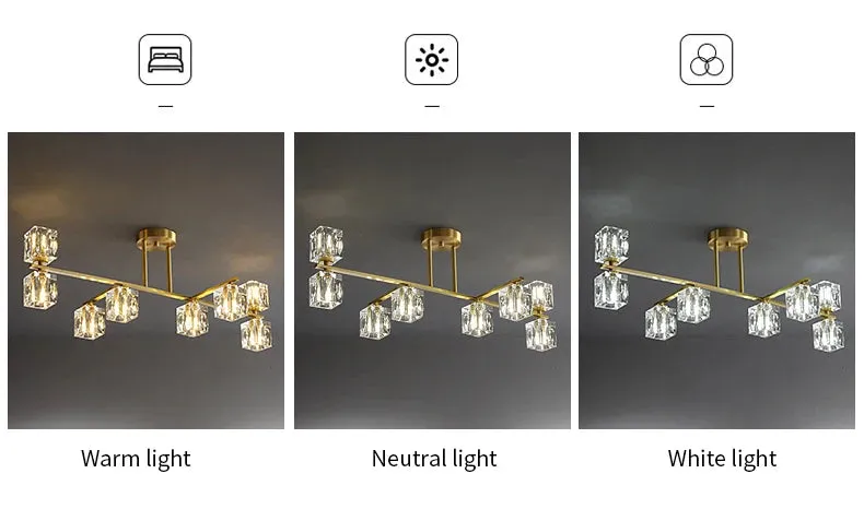 Cube Design Modern Luxurious Lustre Chandelier Gold Hanging Light