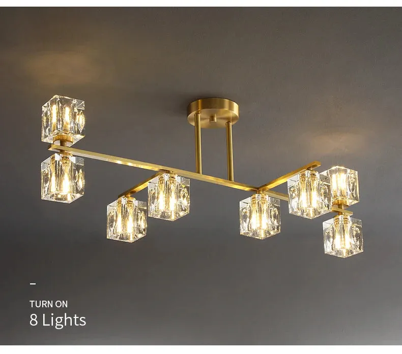 Cube Design Modern Luxurious Lustre Chandelier Gold Hanging Light