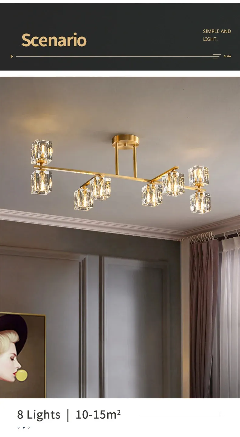 Cube Design Modern Luxurious Lustre Chandelier Gold Hanging Light