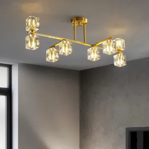 Cube Design Modern Luxurious Lustre Chandelier Gold Hanging Light