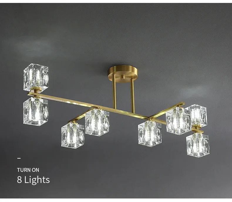 Cube Design Modern Luxurious Lustre Chandelier Gold Hanging Light
