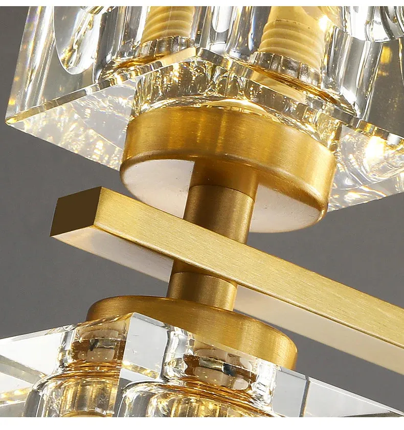 Cube Design Modern Luxurious Lustre Chandelier Gold Hanging Light