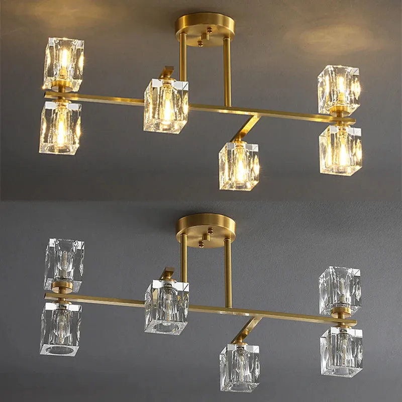 Cube Design Modern Luxurious Lustre Chandelier Gold Hanging Light