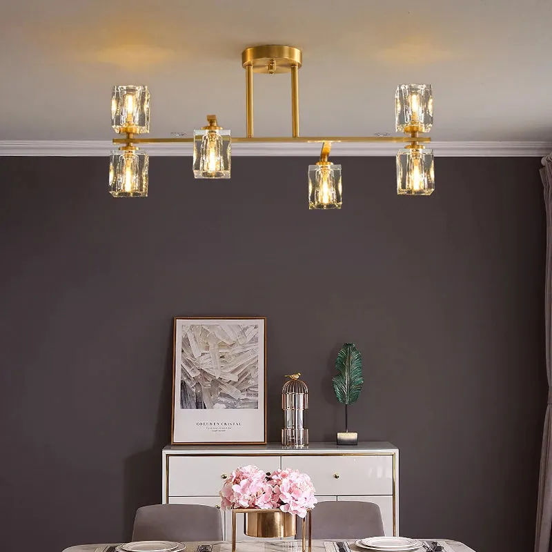 Cube Design Modern Luxurious Lustre Chandelier Gold Hanging Light