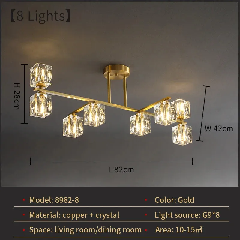 Cube Design Modern Luxurious Lustre Chandelier Gold Hanging Light