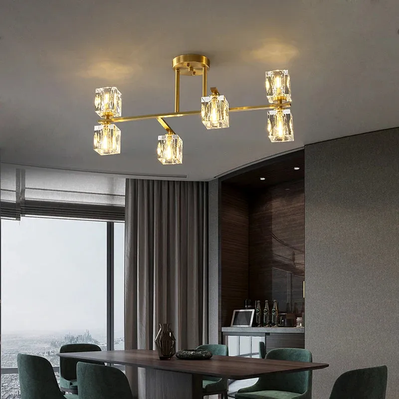 Cube Design Modern Luxurious Lustre Chandelier Gold Hanging Light